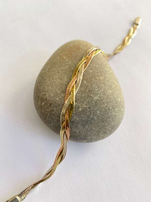 Bracelet - 925 Silver Tricolour Braided Snake Chain #ML1659