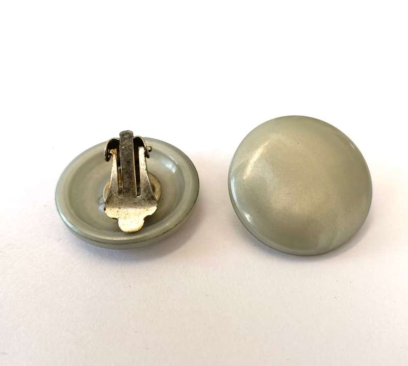 Earrings - Clip-Ons With Plastic Grey/Blue/Green Colour #ML1682