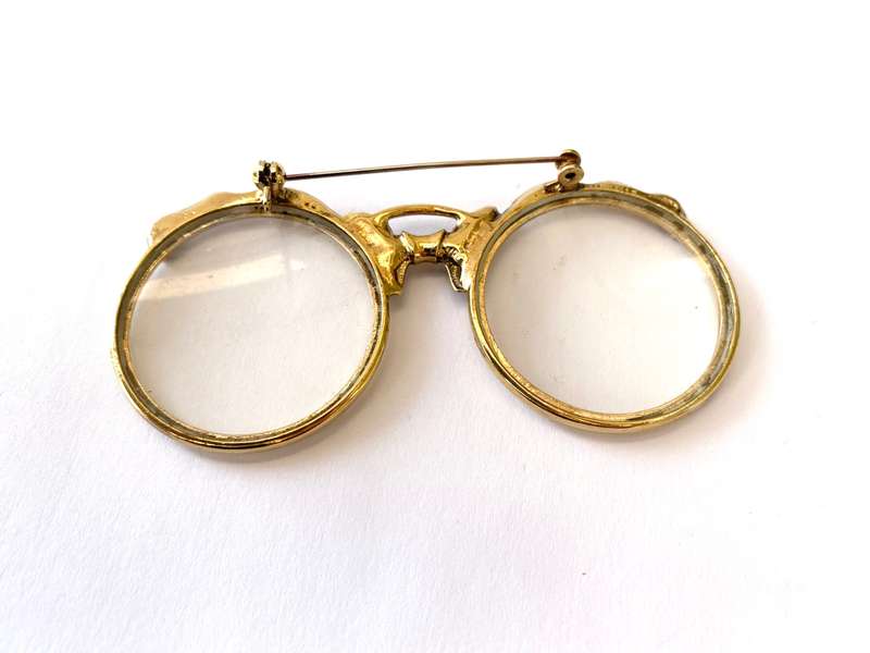 Brooch - Vintage Spectacles With Round Glass Lenses. Gold Colour #ML1690