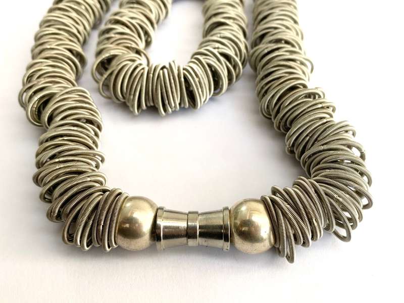Set - Stretchy Bands Necklace and Bracelet Set. Both On String With Silver Colour Balls. Silver C...