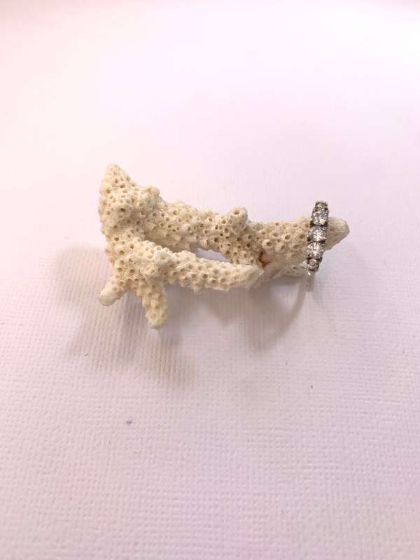 Ring - Band With Round Diamante Stones In Line. 925 Silver ML1052