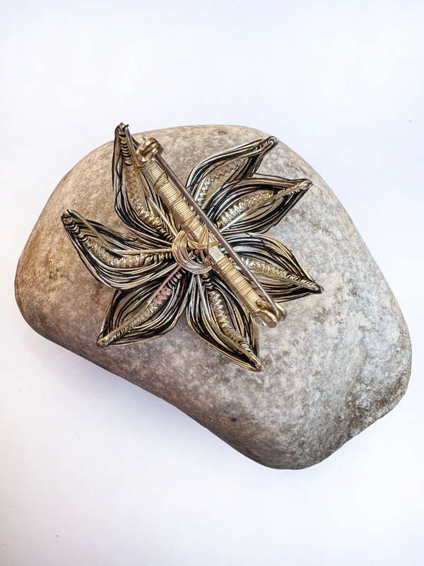 Set - Vintage Silver Colour. Flower Design with a Centred small Pearl style Brooch & Clip on Earr...