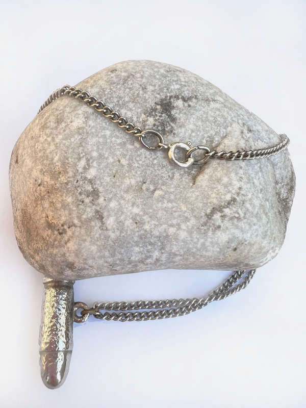 Necklace- Silver Colour Chain with Silver Colour Bullet Pendant ML1731