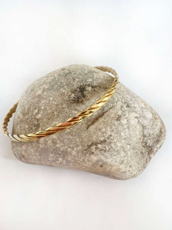 Bangle - Gold Tone Twisted Design with an Open End ML1737
