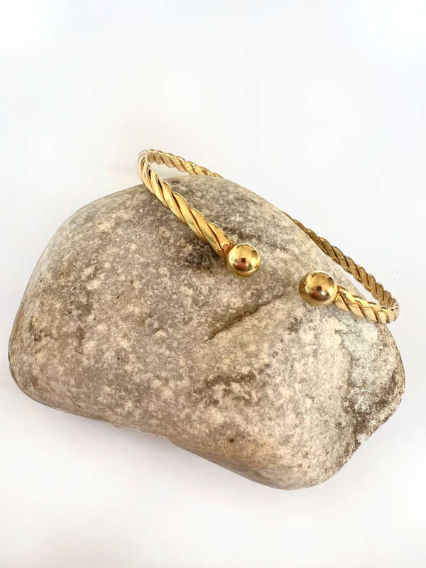 Bangle - Gold Tone Twisted Design with an Open End ML1737
