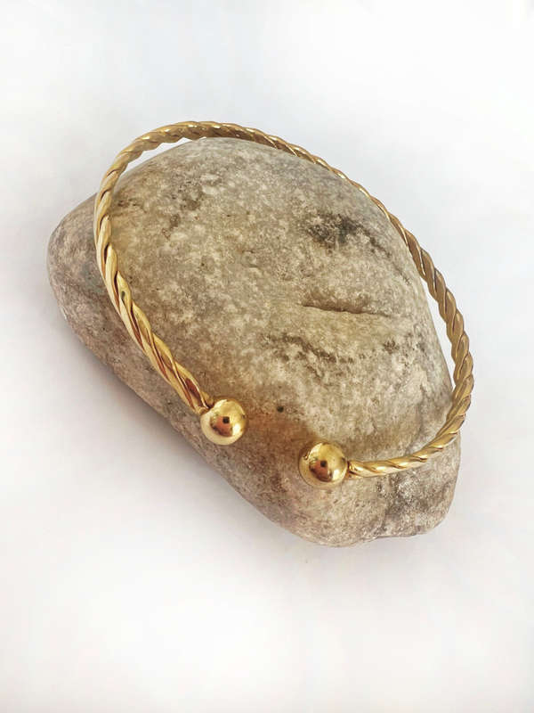 Bangle - Gold Tone Twisted Design with an Open End ML1737