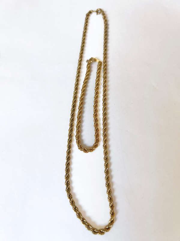 Bracelet & Necklace - Rope Design Gold Tone Colour ML1739