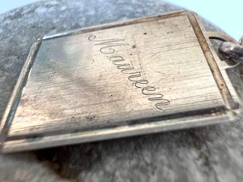 Necklace - 925 Silver Italy. Rectangular Pendant. Has the name Maureen on the back of the Pendant...