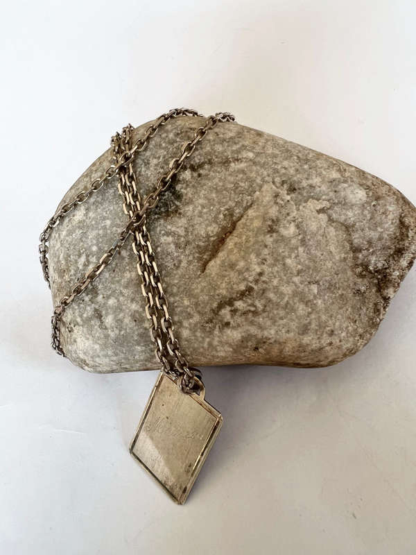 Necklace - 925 Silver Italy. Rectangular Pendant. Has the name Maureen on the back of the Pendant...
