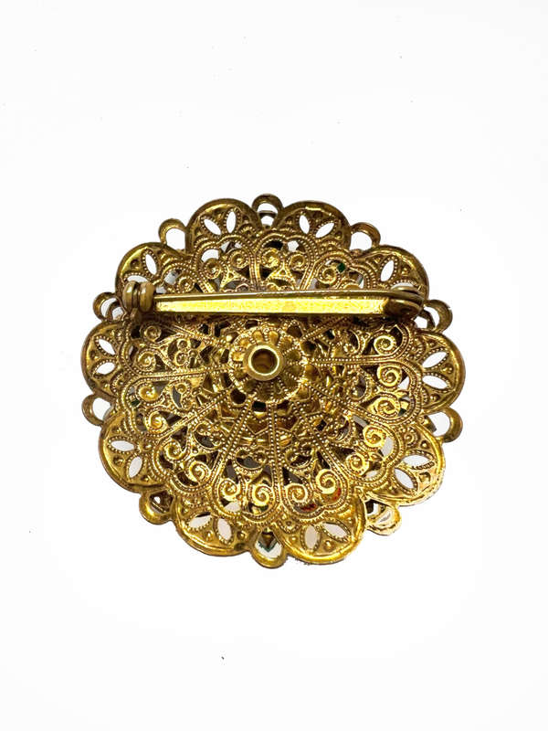 Brooch - Vintage Filigree Turquoise Design with small stones and large stone in the middle surrou...