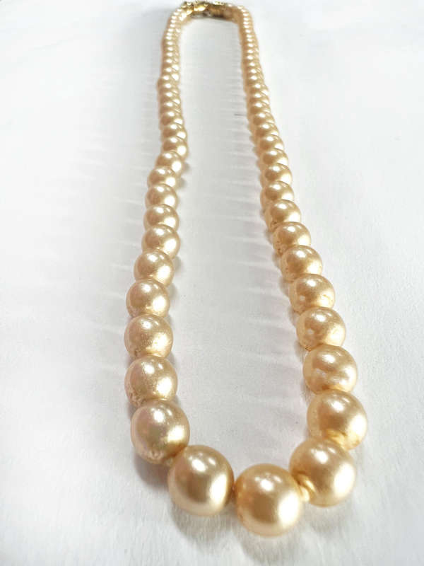Necklace - Cream Faux Pearl Choker. Round Gold Colour. Round Clasp ML1799