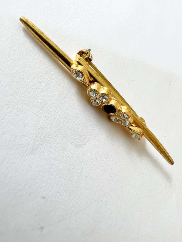 Brooch - Pin Design Slim with Shiny Beads and Black Centre Bead ML1815