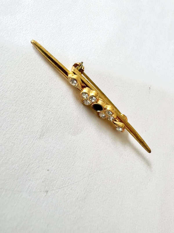 Brooch - Pin Design Slim with Shiny Beads and Black Centre Bead ML1815
