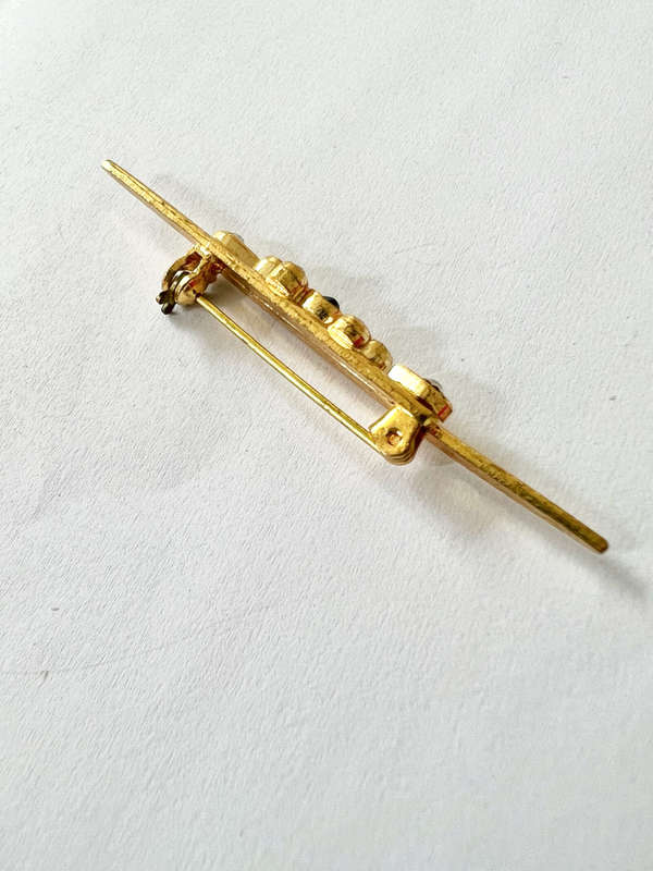 Brooch - Pin Design Slim with Shiny Beads and Black Centre Bead ML1815