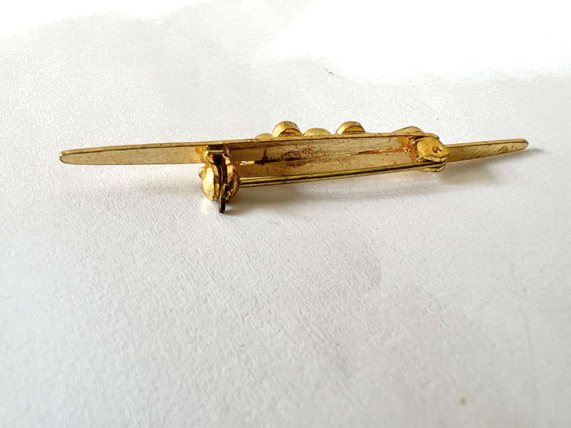Brooch - Pin Design Slim with Shiny Beads and Black Centre Bead ML1815