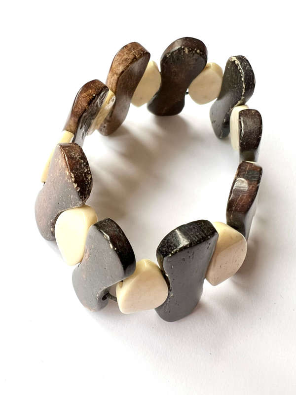 Bracelet - Stretchable Elastic. Wooden Bone Design ML1830