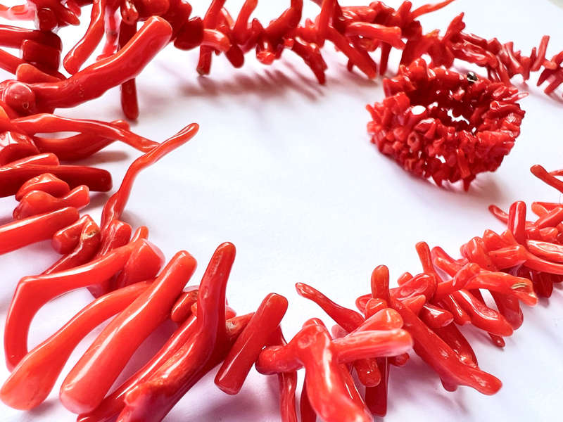 Necklace - Vintage Red Coral Necklace and Ring Set ML1849