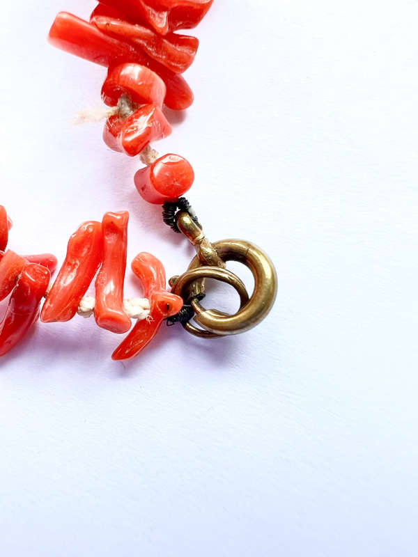Necklace - Vintage Red Coral Necklace and Ring Set ML1849