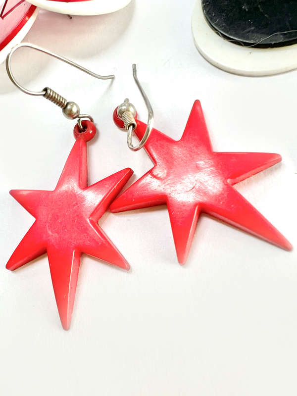 Earrings - For Pierced Ears. 4x Pair of Party Earrings. 1 x Round Blue. 1x Round Red& White. 1x R...