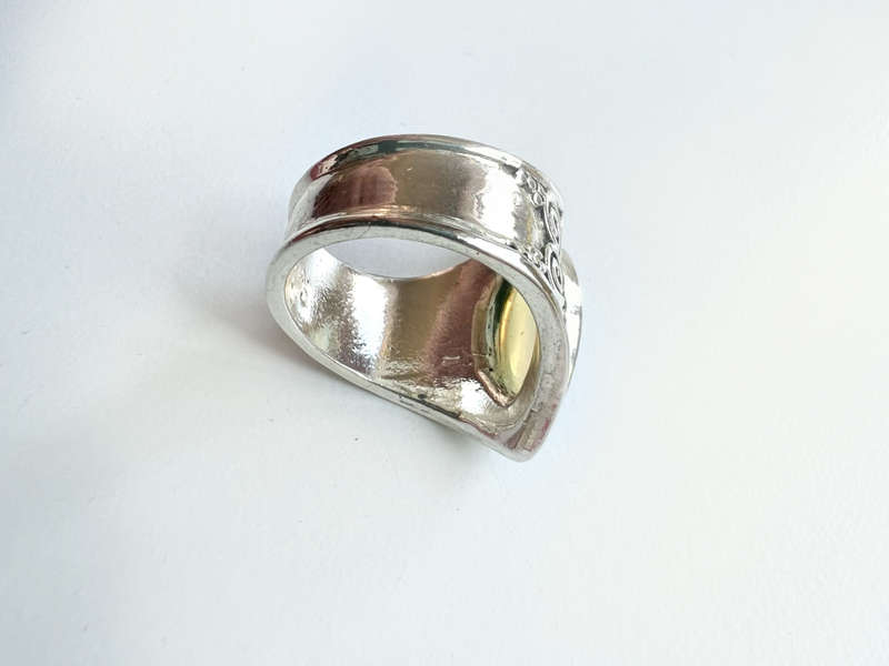Ring - Vintage with Large Opal Stone. Engraved Pattern on Band ML1903