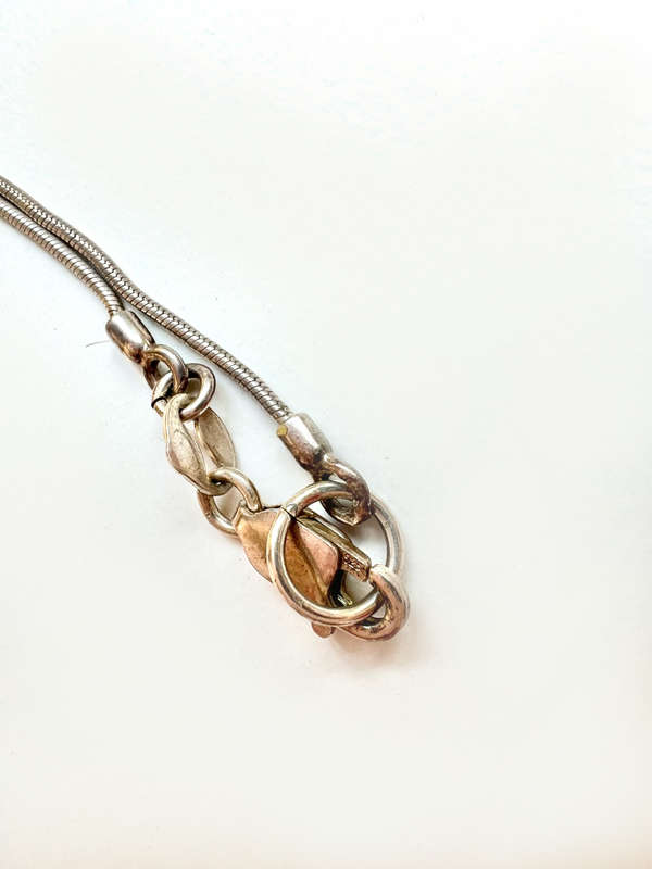 Necklace - 925 Silver Round Amber Stone. Diamante above Stone. Silver Chain ML1915