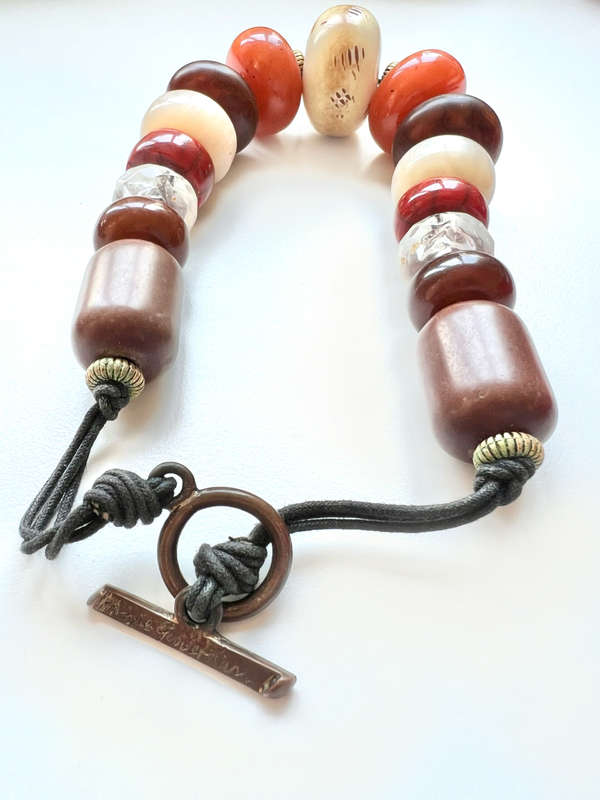 Necklace - African Autumn Shade. Chunky, large Irregular Shape Beads. T-Bar ClaspML1918
