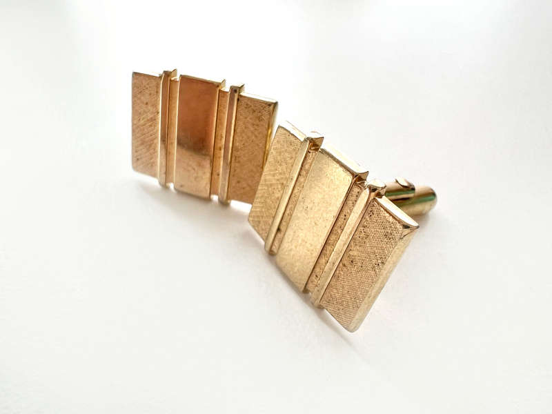 Cufflinks - Vintage Swank Stamped Gold Tone with Indents ML1983