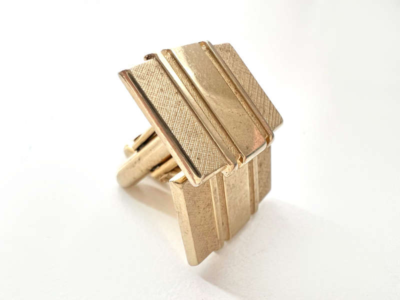 Cufflinks - Vintage Swank Stamped Gold Tone with Indents ML1983