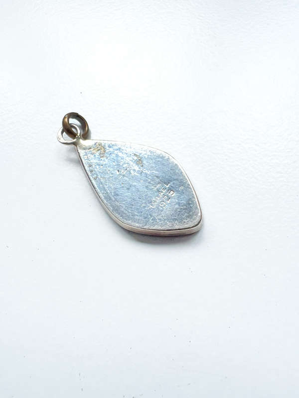 Pendant - Vintage Pendant . Israel Silver 925 Mosaic Design with Mother of Pearl ML1994