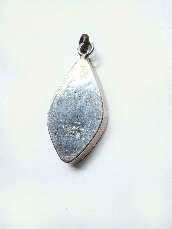 Pendant - Vintage Pendant . Israel Silver 925 Mosaic Design with Mother of Pearl ML1994