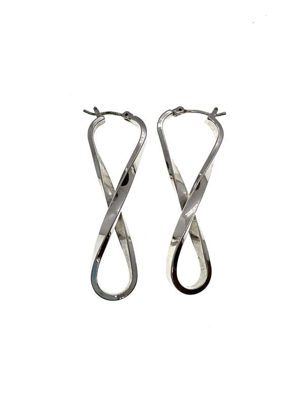 Earrings - Silver Tone Infinity Style Hoop Earrings - ML2104
