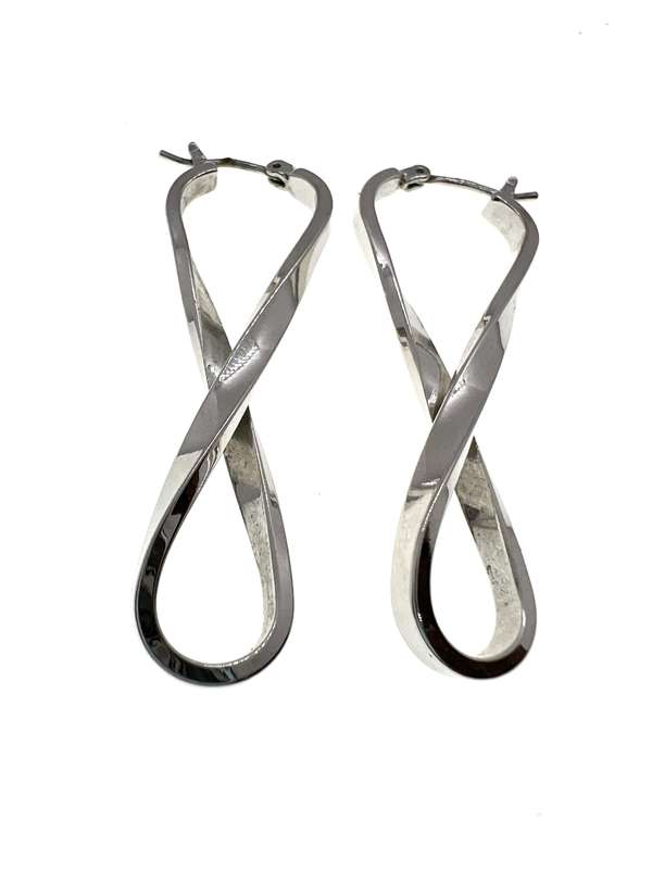 Earrings - Silver Tone Infinity Style Hoop Earrings - ML2104
