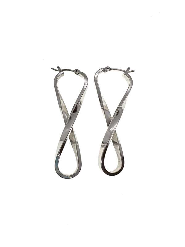 Earrings - Silver Tone Infinity Style Hoop Earrings - ML2104