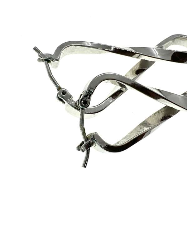 Earrings - Silver Tone Infinity Style Hoop Earrings - ML2104
