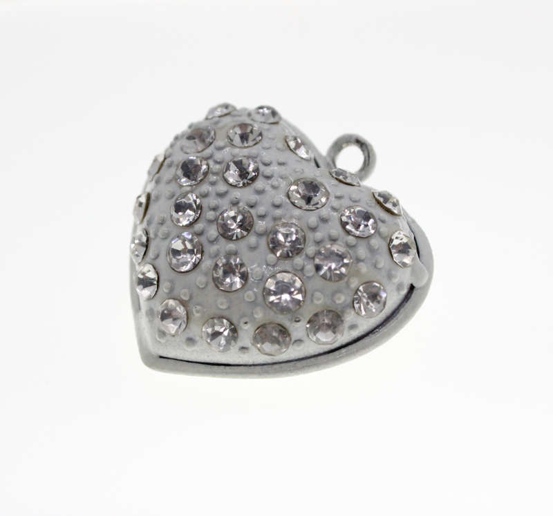 Pendant - Vintage White Colour Heart Pendant with Studs and Diamantes - ML2308