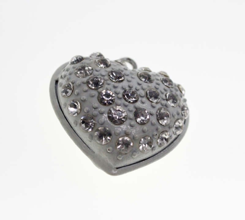 Pendant - Vintage White Colour Heart Pendant with Studs and Diamantes - ML2308