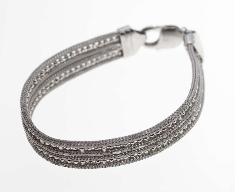 Bracelet - Vintage 925 Silver Bracelet with Rope and Filigree Design - ML2310