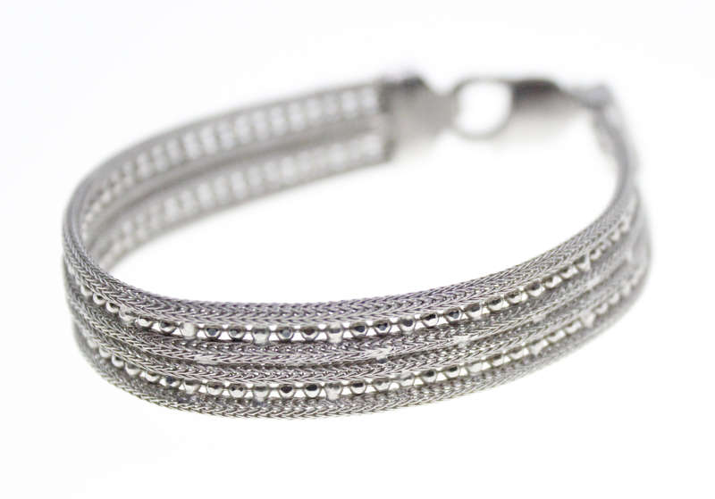 Bracelet - Vintage 925 Silver Bracelet with Rope and Filigree Design - ML2310