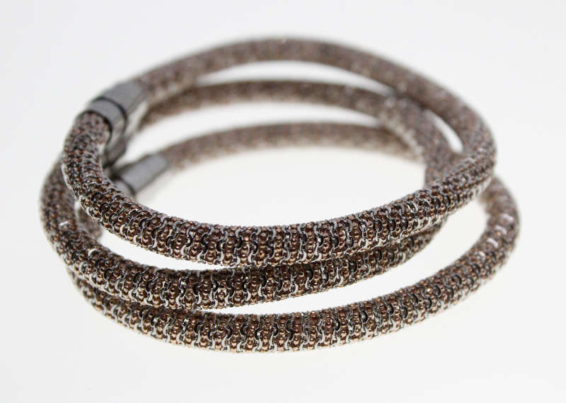 Bracelets - 3 x Rose Pink/Silver/ Tone Sparkly Bracelets with Magnetic Clasps - ML2312