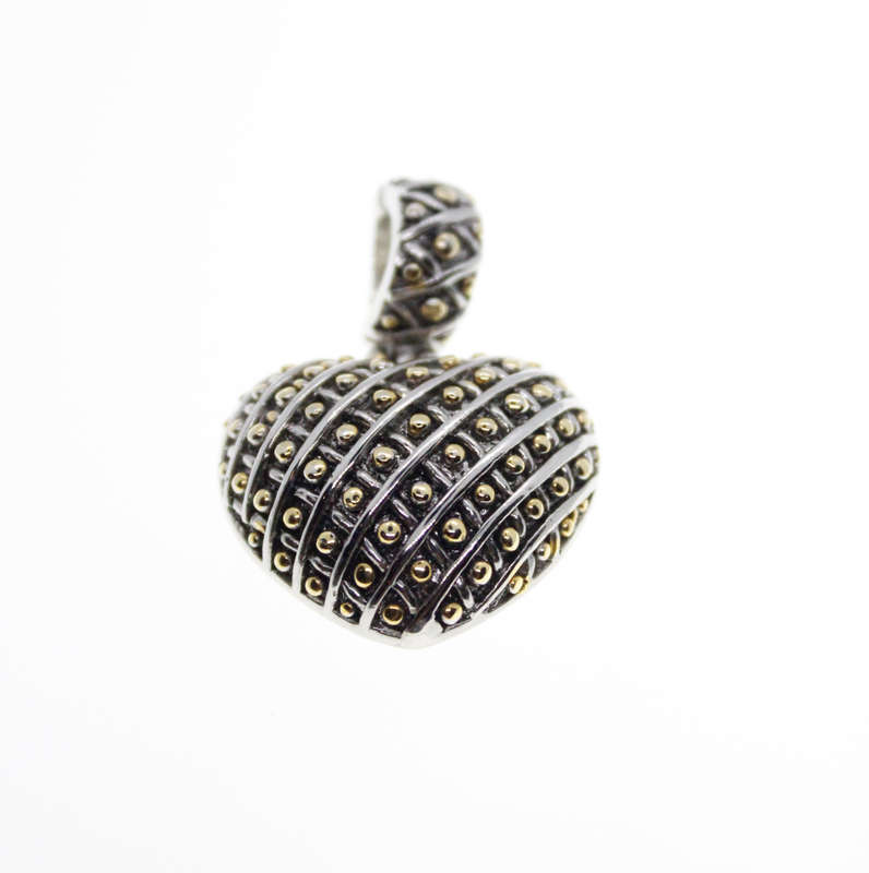 Pendant - Silver and Gold Tone Marcasite Lattice style Pendant - ML2318