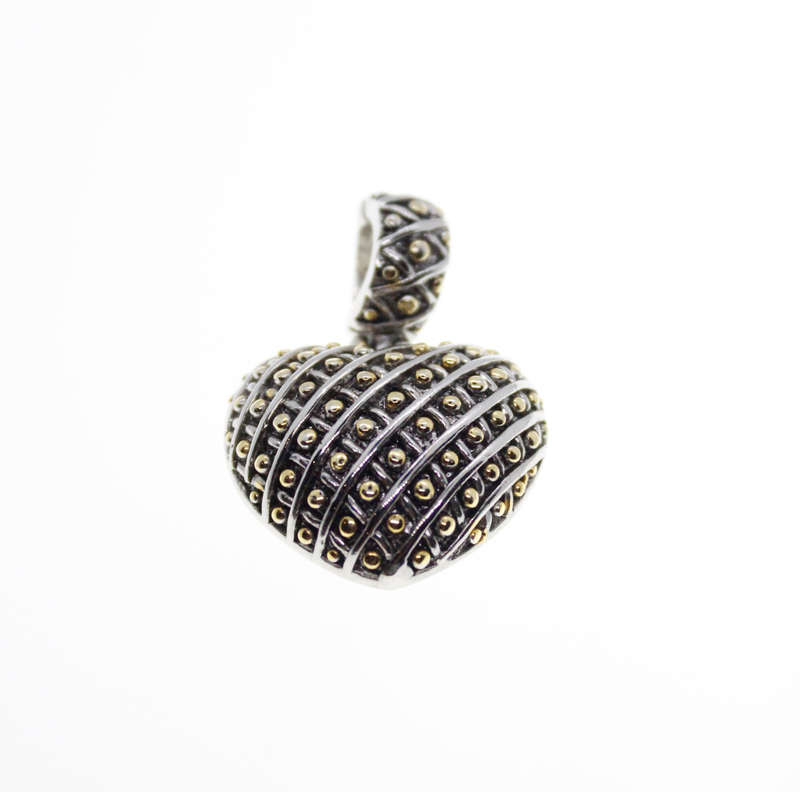 Pendant - Silver and Gold Tone Marcasite Lattice style Pendant - ML2318