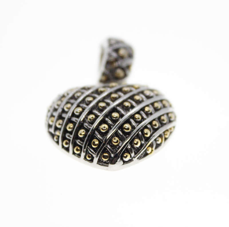 Pendant - Silver and Gold Tone Marcasite Lattice style Pendant - ML2318