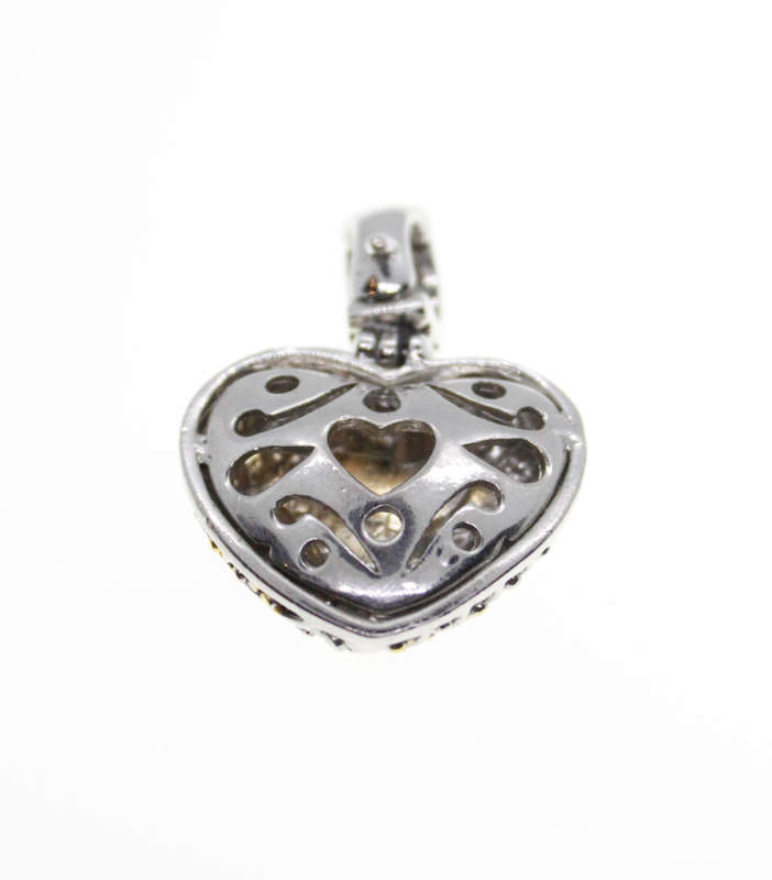 Pendant - Silver and Gold Tone Marcasite Lattice style Pendant - ML2318