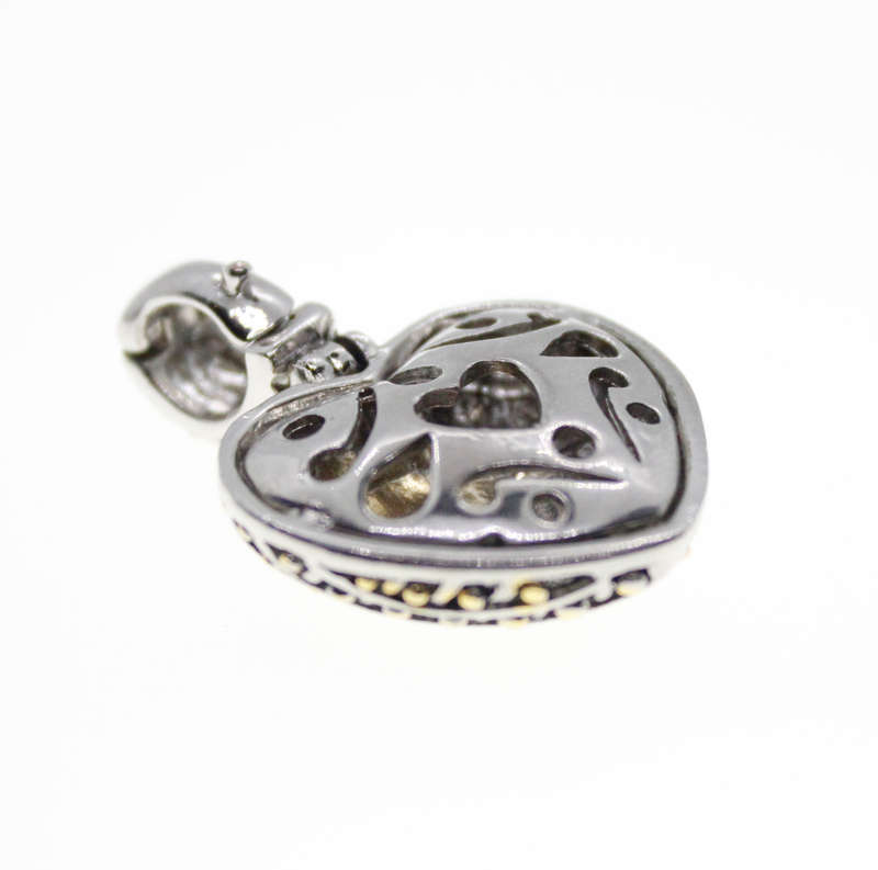 Pendant - Silver and Gold Tone Marcasite Lattice style Pendant - ML2318