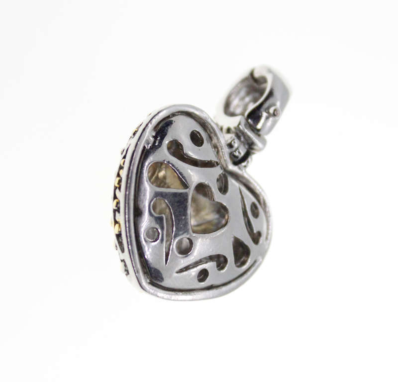 Pendant - Silver and Gold Tone Marcasite Lattice style Pendant - ML2318
