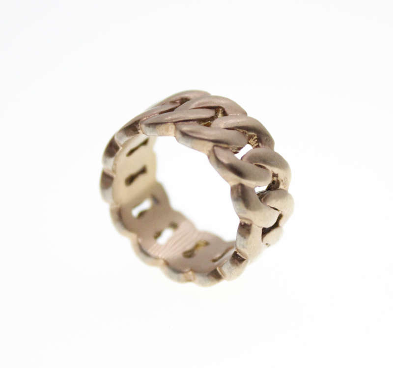 Ring - Fashion Frosted Gold Tone Link Chain Style Ring - ML2319