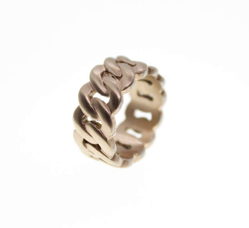 Ring - Fashion Frosted Gold Tone Link Chain Style Ring - ML2319