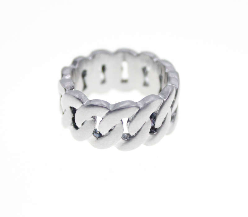 Ring - Fashion Frosted Silver Tone Link Chain Styled Ring - ML2321