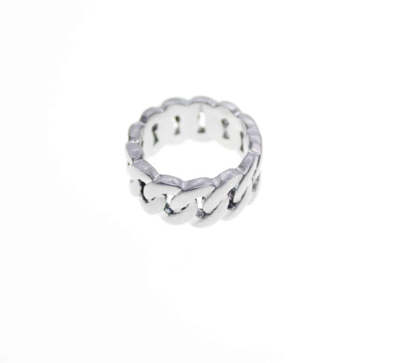 Ring - Fashion Frosted Silver Tone Link Chain Styled Ring - ML2321