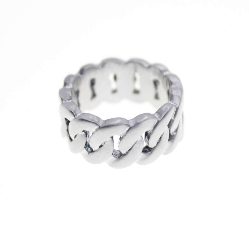 Ring - Fashion Frosted Silver Tone Link Chain Styled Ring - ML2321